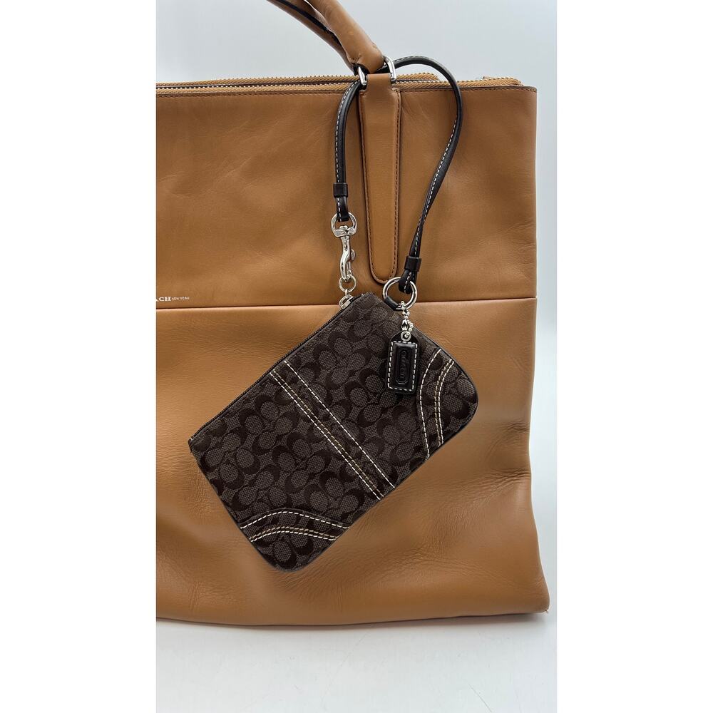 Vintage Coach Mini Signature Wristlet in Chocolate Brown